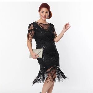 Retro Gatsby Beaded Flapper Dress